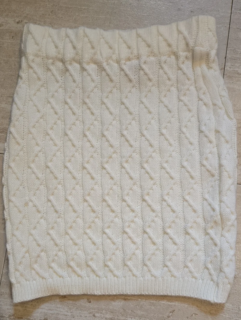 Princess Polly Creamy White Cable Knit Stretchy Mini Skirt
